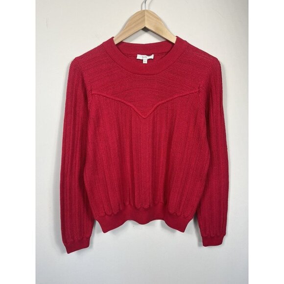 Joie Sweaters - Joie Womens Sweater Large Pink Crew Neck Balloon Sleeve 100% Cotton